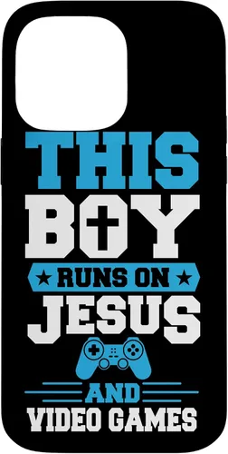 Vista 21 de This Boy Runs On Jesus and Video Games Christian Gamer Case for iPhone 17