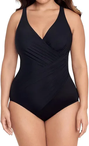 Vista 2 de Miraclesuit Traje de baño de una pieza para mujer, talla grande, diseño de punto de pin, Oceanus
