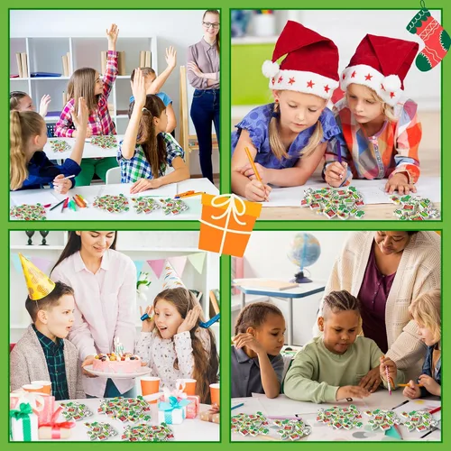 Vista 6 de ANGOLIO 60Pcs Borradores Mini de Dibujos Animados Cristianos en Paquete Grande para Navidad Feliz, Borradores de Lápiz con Motivo de Cruz Religiosa