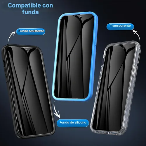 Vista 5 de LYWHL Paquete de 2 protectores de pantalla de privacidad para iPhone 15 / iPhone 15 Pro [como la sensibilidad táctil original], película privada