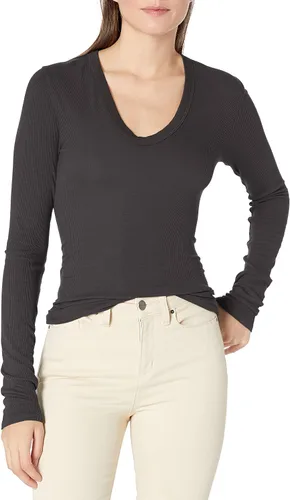 Vista 13 de Enza Costa Top de manga larga con cuello en U para mujer Negro