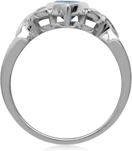 Vista 4 de Anillo Silvershake de Piedra Preciosa Auténtica 925 de Plata de Ley con Nudo Celta Triquetra Solitario Azul zafiro creado