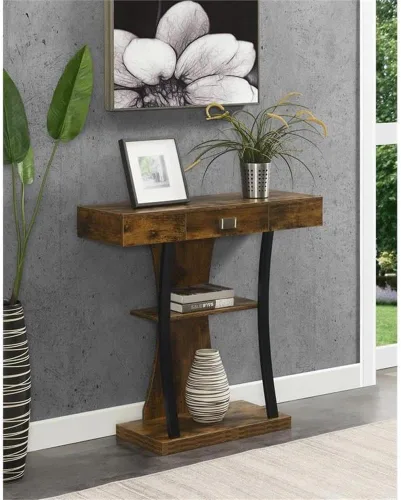 Vista 2 de Convenience Concepts Newport Harri - Mesa consola, madera de granero/negro Barnwood/Negro