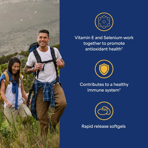 Vista 3 de Puritan's Pride Vitamina E 184 mg (400 UI) con selenio 50mcg, suplemento vitamínico para el sistema inmunológico y apoyo antioxidante para la salud