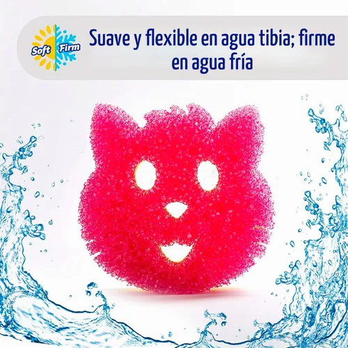 Vista 4 de Scrub Daddy Scrub Mommy Special Edition Pets Cat - Esponja multiusos para platos sin arañazos, sin BPA y fabricada con espuma de polímero, esponja