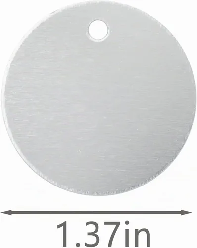 Vista 2 de Etiquetas redondas de aluminio en blanco para estampar espacios en blanco para grabar, paquete de 25 (plata)