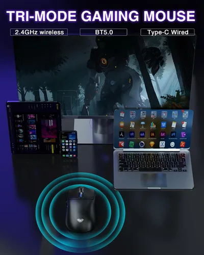 Vista 8 de AULA Combo de teclado y mouse inalámbricos, teclados mecánicos F75 Pro, 75% de junta teclado personalizado intercambiable en caliente+mouse
