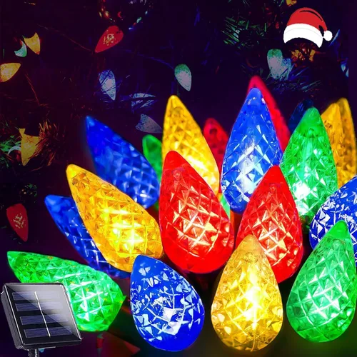 Vista 3 de C6 Solar Halloween Lights Outdoor 16FT 50 LED String Lights Orange Purple 8 Modes, Memory Function, Auto On/Off, Waterproof Solar Twinkle Lights