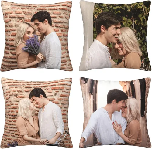 Vista 8 de Juego de 4 fundas de almohada personalizadas con texto en imagen, decoración del hogar, funda de cojín decorativa para sofá o sofá, regalos