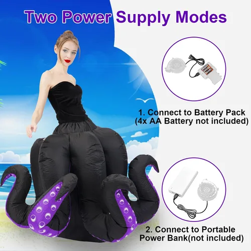 Vista 6 de anroog - Disfraz inflable de pulpo para adultos, disfraz de pulpo para mujer, disfraz de Halloween para mujer, fiesta de cosplay de caricatura