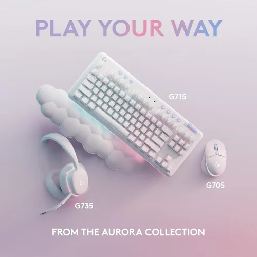 Vista 6 de Logitech G Teclado mecánico para juegos con cable 713 Clicky mouse inalámbrico Logitech G705 para videojuegos - niebla blanca