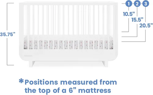 Vista 6 de Delta Children Cuna convertible 4 en 1 Rhodes - Certificado Greenguard Gold, Bianca White