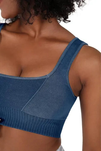 Vista 4 de ODODOS Sujetador deportivo sin costuras con cuello cuadrado para mujer, camiseta sin mangas acanalada, casual, espalda baja
