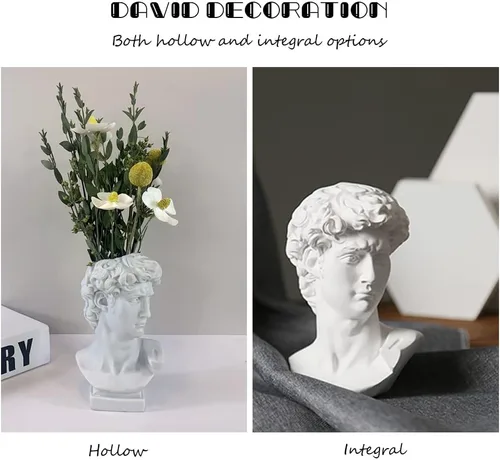 Vista 6 de fazhongfa Estatua griega de David Busto Escultura de resina para estantería romana, mesa, oficina, decoración del hogar, escultura romana, figura