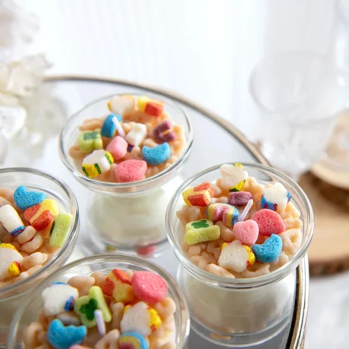 Vista 8 de Mini Velas aromáticas de cera de soja con forma de tazón de cereal de vainilla francesa divertida para recuerdo de boda (paquete de 6 piezas)