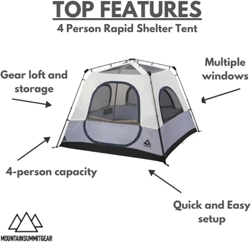 Vista 2 de Caddis Rapid - Tienda de campaña desplegable para 4/6 personas para una fácil instalación, capacidad para 4/6 personas para acampar, por Caddis