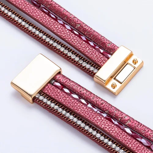 Vista 150 de FANCY SHINY - Pulsera de cuero estilo bohemio, pulsera de cuentas de cristal con cierre magnético, regalos de joyería para mujer