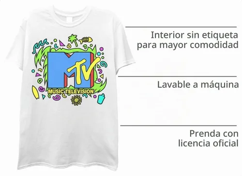 Vista 2 de MTV Camiseta retro de los años 90 con logotipo de MTV para hombre