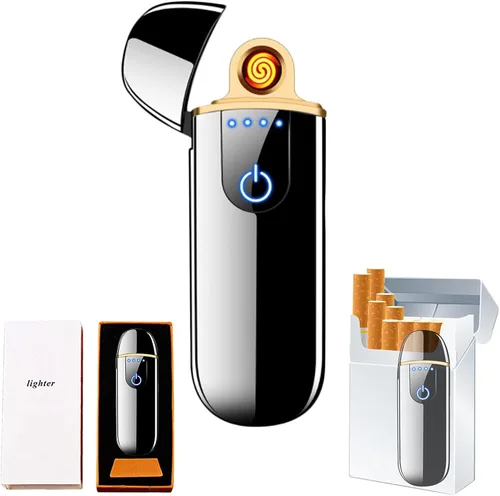 Vista 12 de Encendedor electrónico inteligente dorado – Mini USB recargable, resistente al viento, encendido táctil, plasma, con indicador de encendido