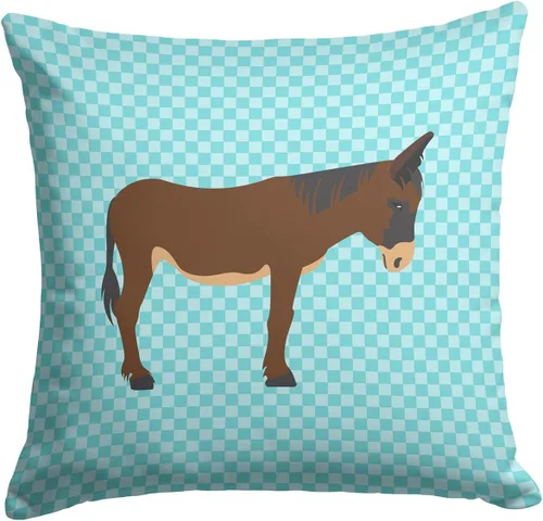 Vista 223 de Caroline's Treasures BB8163PW1414 Beltsville - Almohada decorativa de tela a cuadros pequeños, color blanco, pavo y gallina azul, lavable a máquina