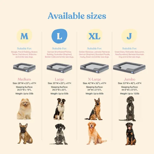 Vista 5 de Sofá cama ortopédica para perros – Camas ultra cómodas para perros grandes – Cama transpirable e impermeable para mascotas – Sofá cama de espuma