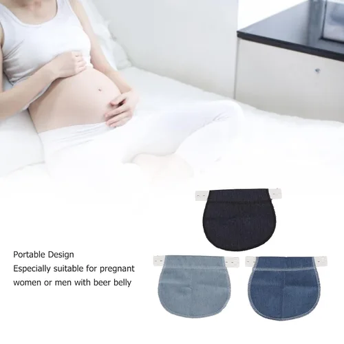 Vista 4 de plplaaoo Extensor de pantalones de maternidad, profesional, portátil, ajustable, suave, elástico, extensor de cintura, 3 piezas, extensores
