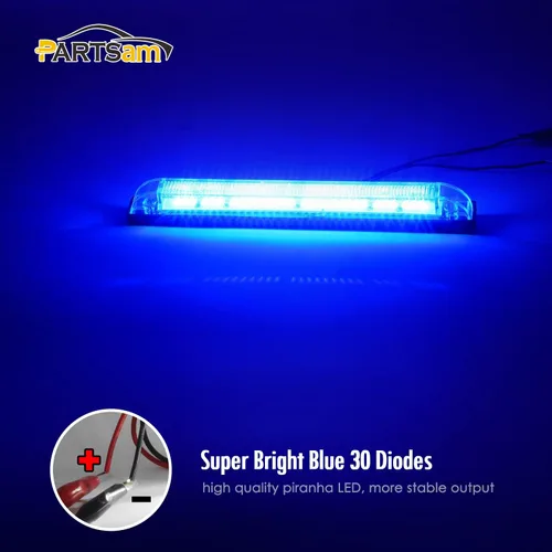 Vista 3 de Partsam 2 barras de luz azul de 30 LED de 8 pulgadas, luz de marcador de camión de remolque, 12 V de baja corriente, luces LED marinas de línea