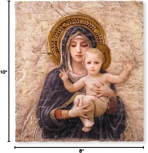 Vista 2 de Madonna with Child Christ Icon - Placa de pared de resina pintada de 10 pulgadas