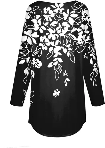 Vista 4 de Sudadera de manga larga para mujer, diseño gráfico de moda, suave, cuello redondo, novedad, con abertura, para otoño