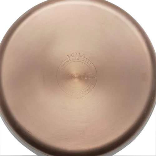 Vista 2 de BonJour Tetera de cuello de cisne de acero inoxidable y base de cobre, 2 cuartos de galón
