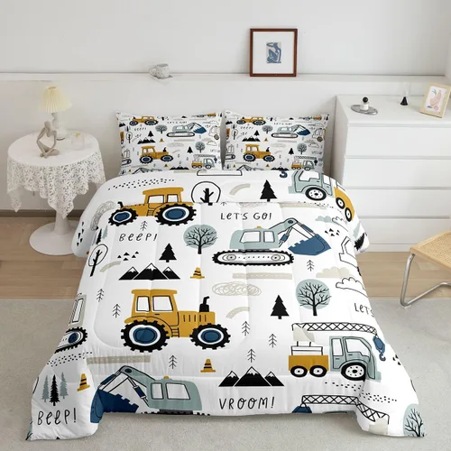 Vista 50 de Feelyou Juego de ropa de cama con estampado de aviones para niños y niñas, juego de funda de edredón de microfibra estilo boceto azul y blanco