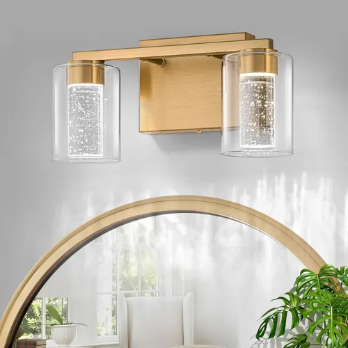 Vista 10 de SineRise - Lámpara de tocador de 2 luces, negra y dorada, con 3 modos de color (3000K/4000K/6000K), lámpara de baño LED con protección ocular