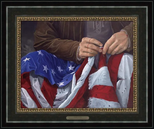 Vista 3 de If My People de Jack E. Dawson Lienzo Enmarcado 14x18 Who is mending the flag? (BK109)