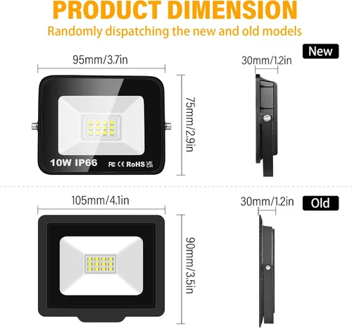Vista 2 de SKYWORLD Paquete de 2 focos LED de 10 W para exteriores, luces de seguridad de 1000 lúmenes, lámpara exterior de 6000 K, luz blanca diurna, IP66
