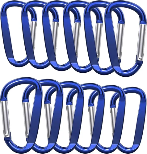 Vista 11 de Clips de mosquetón de aluminio de 3 ", hebilla de gancho de mosquetón de llavero con forma de anillo D 12PCS