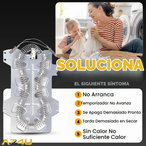 Vista 9 de Elemento calefactor de secador AZ4U reemplaza para Samsung DV209AEW/XAA