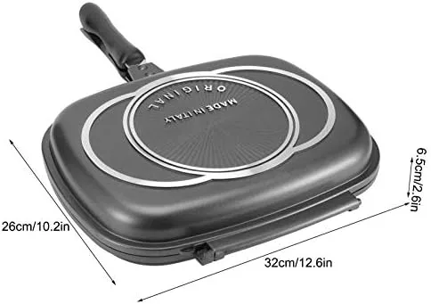 Vista 6 de CHICIRIS Sartén de doble cara, sartén de aluminio para cocina, parrilla doble multiusos para tortilla de huevo, sándwich, carne, barbacoa, panini