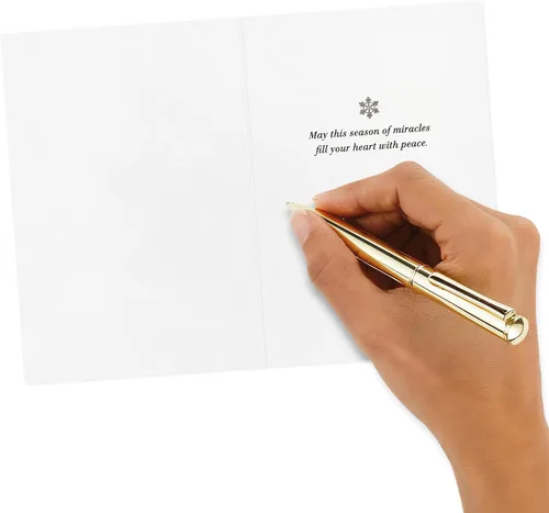 Vista 8 de Hallmark Surtido de tarjetas religiosas de Navidad, paz celestial (36 tarjetas y sobres) Azul polvoriento y lámina dorada