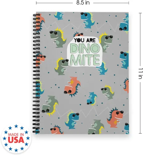 Vista 2 de Gotcha Covered Notebooks You Are Dino-Mite - Cuaderno de espiral para niños, 8.5 x 11 pulgadas, 120 páginas con rayas anchas, tapa blanda laminada