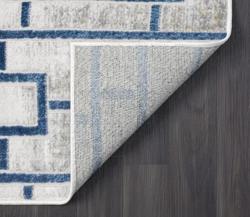 Vista 7 de Abani Atlas - Alfombra rectangular de 4 x 6 pies, color azul/gris, duradera, no desprende pelusa, fácil de limpiar