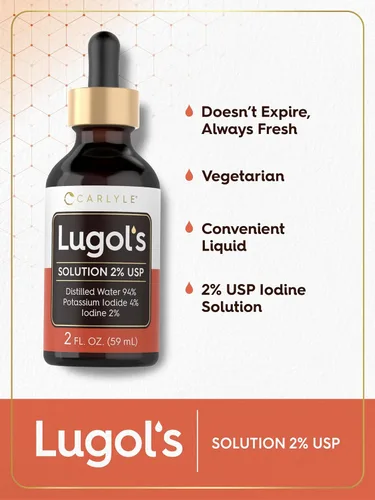 Vista 5 de Carlyle Lugols Yodo 2 por ciento 2 fl oz Solución de yoduro de potasio y yodo 2% gotas líquidas