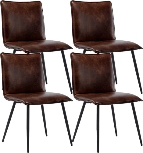 Vista 9 de DUHOME Juego de 4 sillas de comedor de piel sintética para restaurante camel