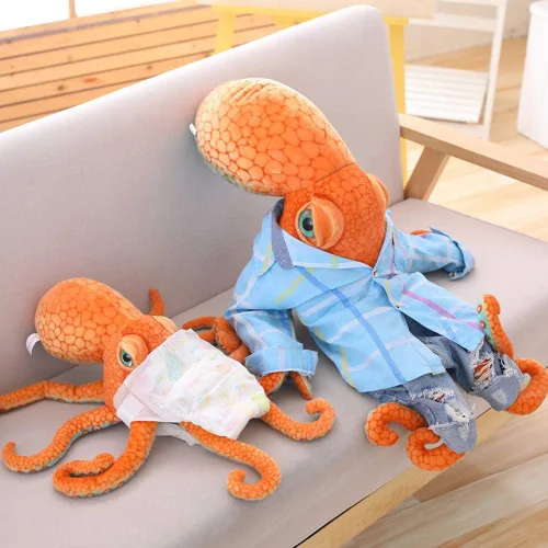 Vista 4 de ERDAO Peluche realista de pulpo, juguete de animales marinos de peluche gigantes, regalos para niños (21.6 pulgadas)