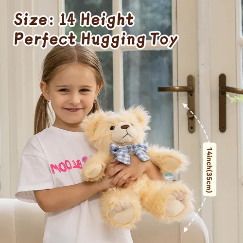 Vista 4 de MorisMos Oso de Peluche Relleno, Pequeño Oso de Peluche de 14'' Juguete de Peluche Regalo para Niño Niña Bebé Adolescente Adulto, Tierno Juguete