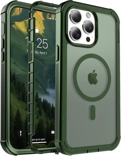 Vista 22 de jaroco - Funda magnética compatible con MagSafe para iPhone 11 de 6.1 pulgadas; protección de grado militar contra caídas, de doble capa