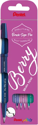 Vista 14 de Pentel Pluma con signo de pincel azul/violeta