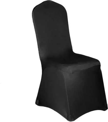 Vista 4 de Tableclothsfactory Funda elástica para silla de banquete de elastano negro con brillo metálico para eventos de comedor para banquete de boda