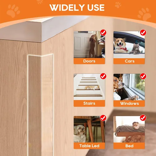 Vista 7 de Protector de puerta contra arañazos de perro, protector de alféizar de ventana, barrera de protección con escudo lateral transparente anti gato