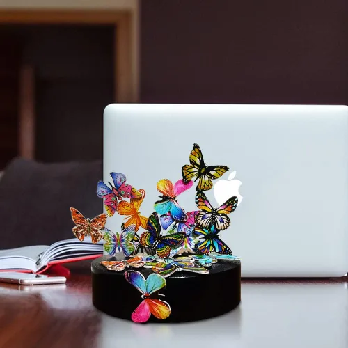 Vista 6 de Escultura de escritorio, mariposas, juguete de escritorio para aliviar el estrés, juguete para la ansiedad, regalo de oficina (22 mariposas)