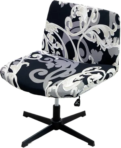 Vista 23 de MINGPINHUIUS Funda para silla ajustable sin brazos: moderna sin brazos, funda para silla de tocador con tiras cruzadas, fundas protectoras